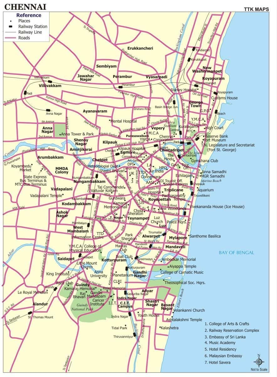 cestnú mapu Chennai