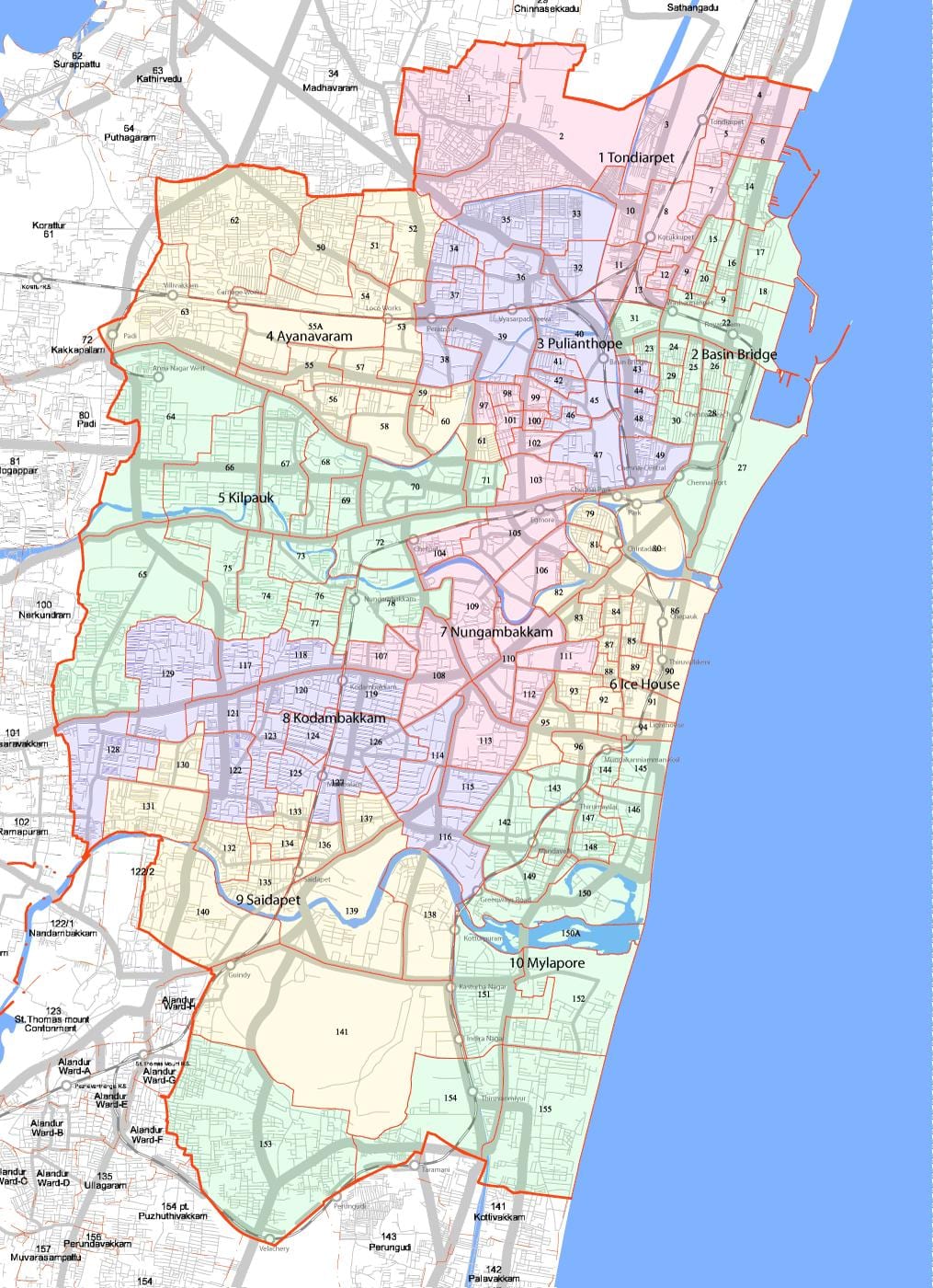väčšie Chennai corporation mapu
