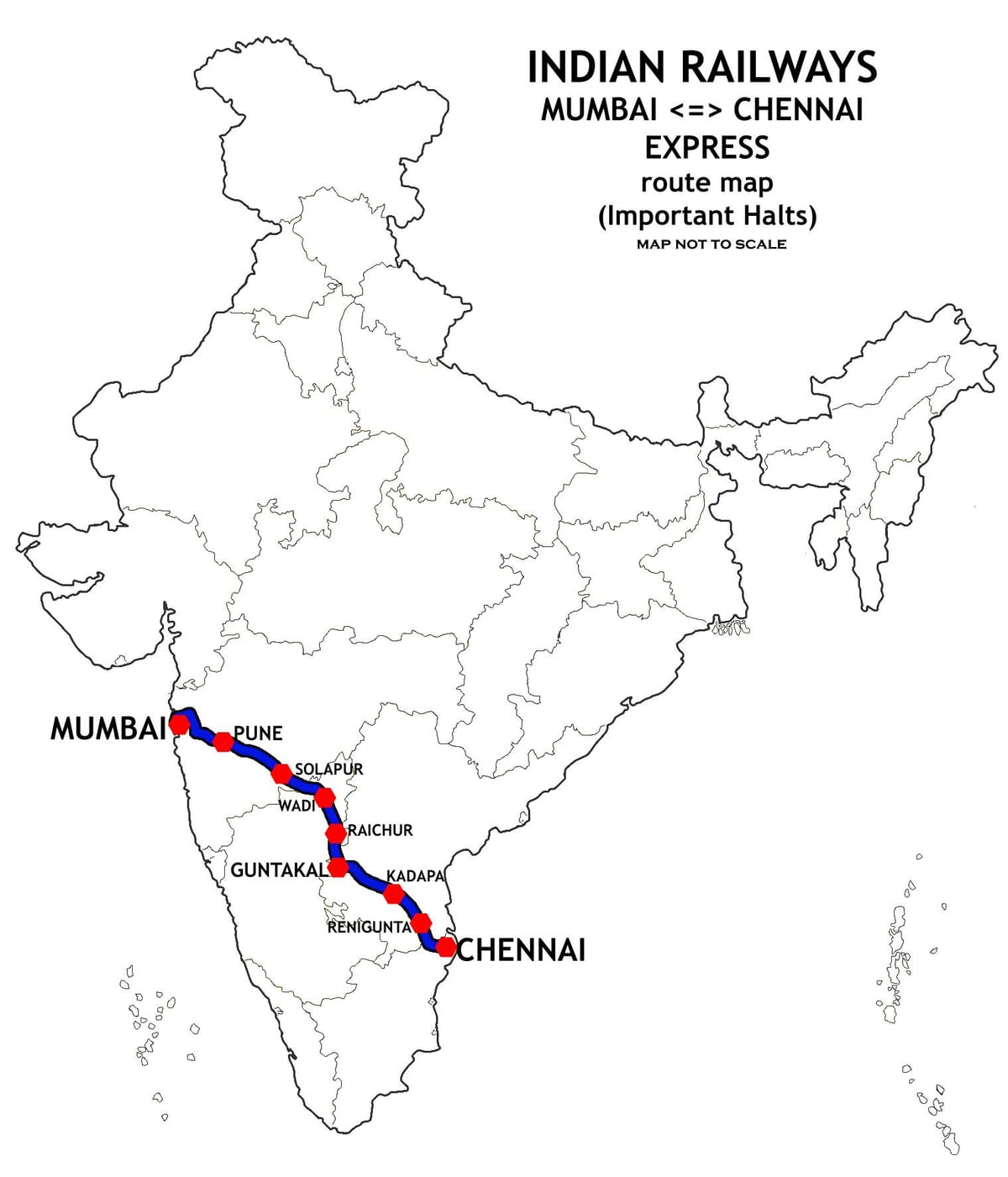 Mumbai na Chennai mapu