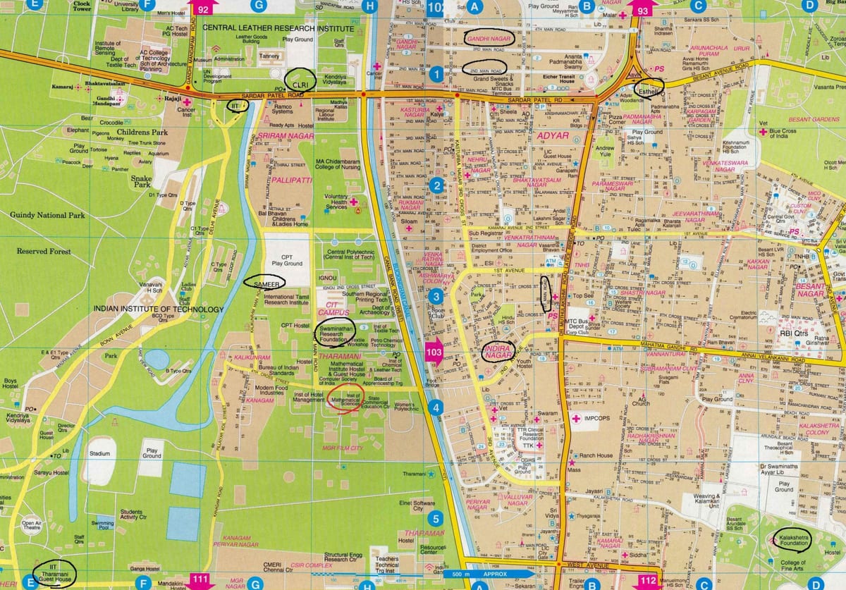 podrobná mapa Chennai