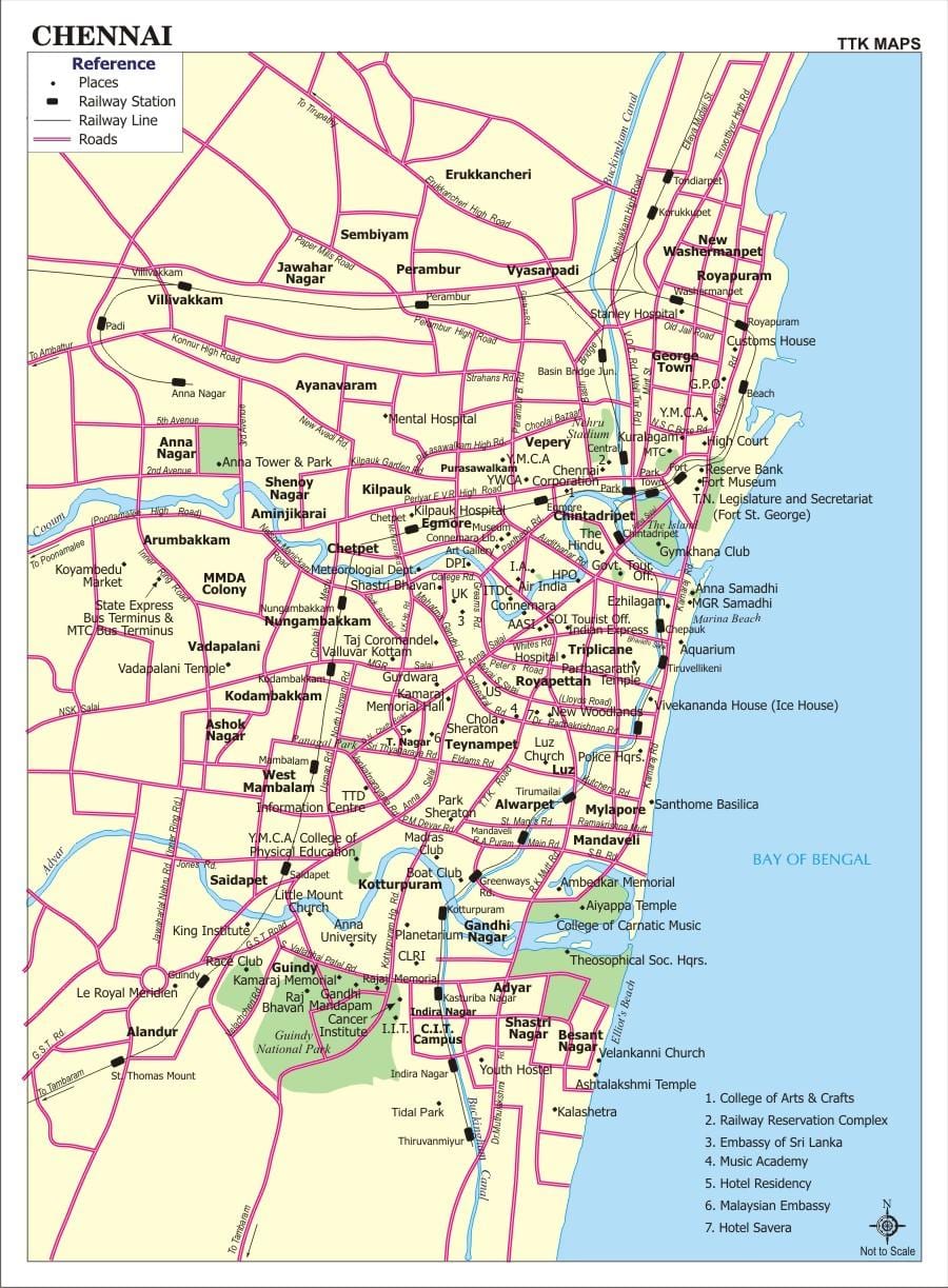 mapa Chennai turistické miesta