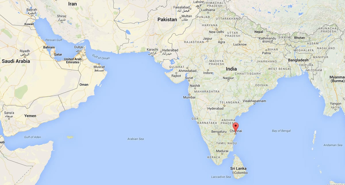 Madras v indii mapu